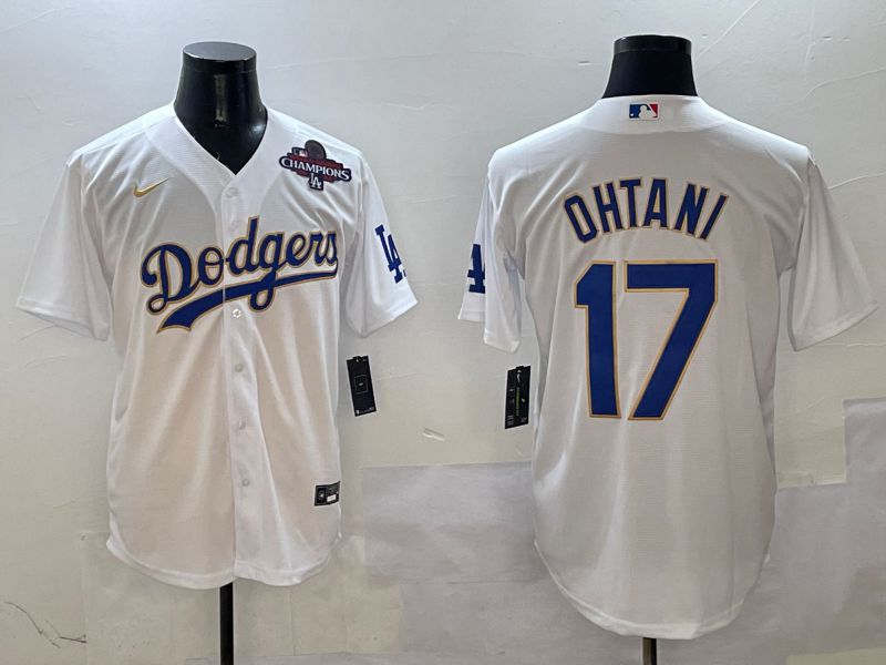 Men Los Angeles Dodgers 17 Ohtani White Blue Game 2025 Nike MLB Jersey style 4023